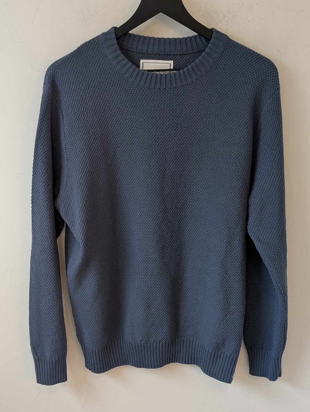 Long Wharf Men's Blue Cotton Blend Crewneck Sweater Medium